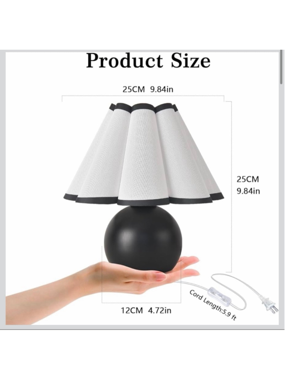 Modern Black Base Table Lamp with Cream Fabric Shade